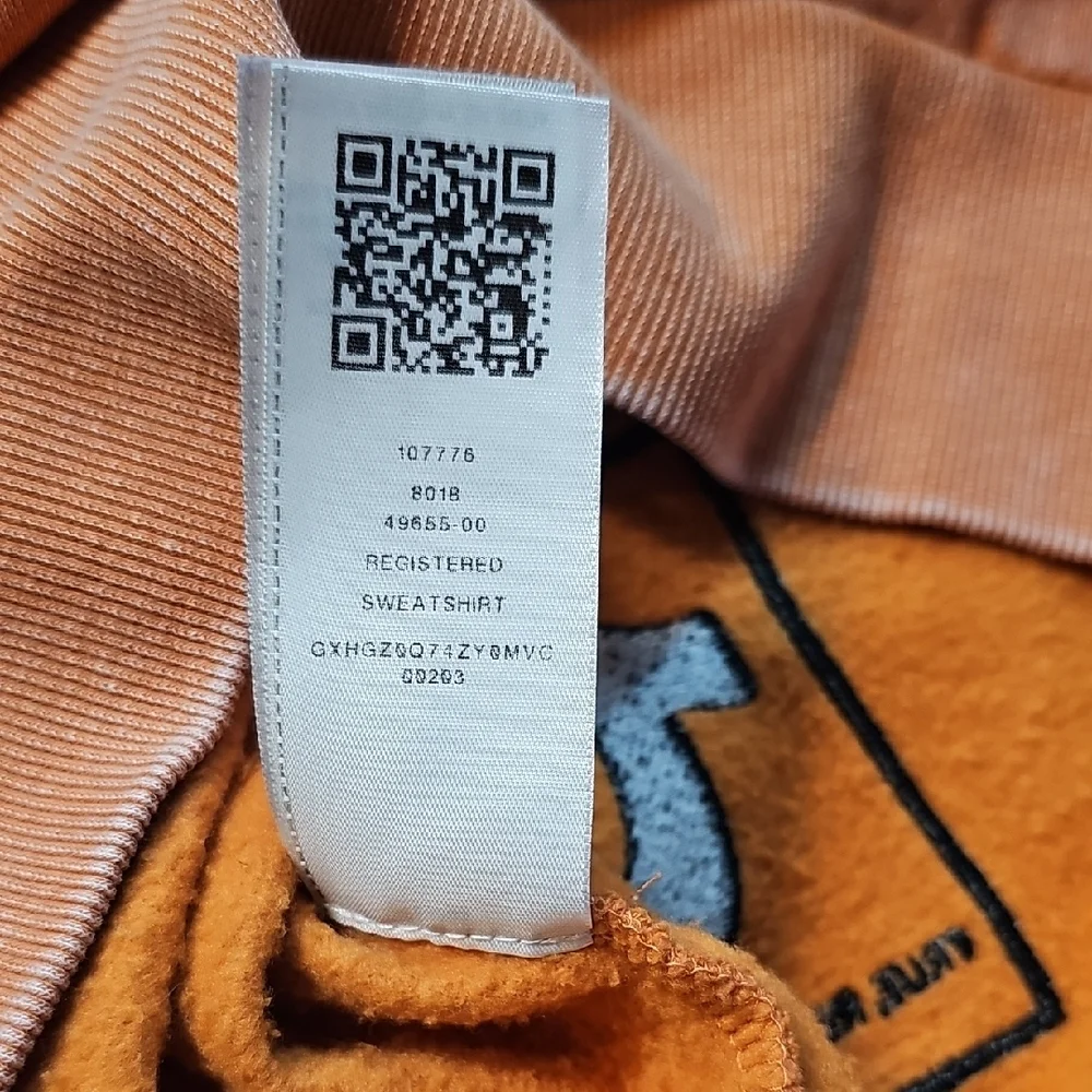 True Religion Crewneck Sweatshirt Orange L Fleece Pullover Y2K Streetwear Cozy